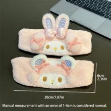 1pc Sanrio Melody Pink Rabbit Ear Headband, Cute Plush Hair Hoop For Washing Face, Cartoon Embroidered Soft Adjustable Hair Band, Suitable For Bathroom, Shopping, Performance, Party