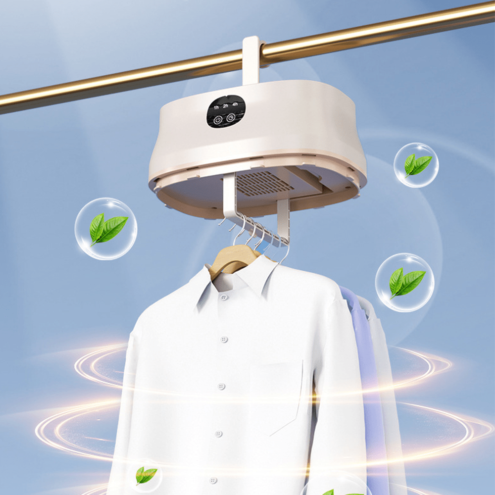 Secador de ropa portátil plegable, mini motor de secado rápido y mínimo de secado rápido, con un temporizador ajustable y una función de higiene ultravioleta, adecuada para viajes, vehículos recreativos, hogar, apartamento - Blanco - Añade 2