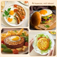 YASHE 4 Hole Pancake Pan, Non-Stick Fried Egg Pan, Durable Aluminum Frying Pan With Heat-Resistant Handle, Multi-Function Cookware For Breakfast - White - View 7