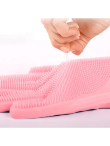 1-Pair Heavy-Duty Silicone Gloves - Waterproof, Heat-Resistant Up To 446°F, Non-Slip Grip - Dishwasher , & Powder-Free - For Kitchen, Bathroom, Car Cleaning, Pet Bathing, Household Chores - Household Cleaning Gloves, Kitchen Cleaning, Flexible Design, Highquality Material, Home Cleaners