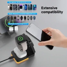 3-In-1 15W Fast Wireless Charging Station, Multi-Device Charging Stand Compatible With IPhone, Watch, Earphones , Suitable For Office, Dorm, And Home Wireless Charger Nan