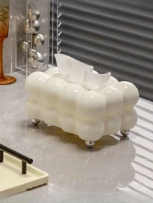 1pc Luxury Cotton Candy Style Tissue Box, High-End Home/Living Room Paper Towel Holder, Elegant For Dining Room