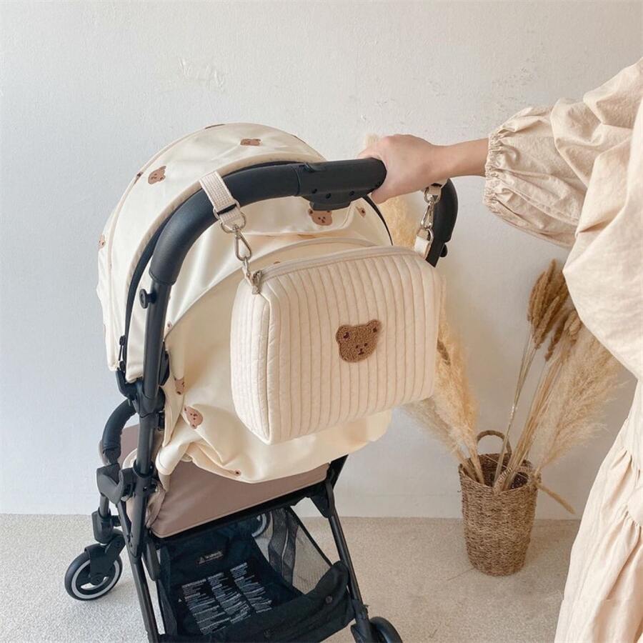 1pc Changing Bag With Cute Animal Embroidery - Multifunctional Large Capacity Diaper Bag And Baby Essentials Handbag, Large Capacity Multifunctional Baby Diaper Bag, Unisex Portable Changing Bag, Easy-To-Clean Material, Newborn Travel Storage Bag, Stylish And Lightweight Diaper Storage Bag, Baby Daily Necessities Storage, Change Of Clothes Storage, Socks Storage, Bottle Storage, Bib Pad Storage, Suitable For Daily Use - Multicolor - View 1
