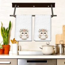 2/4 Pcs Set, Dish Towels, Owl Pattern Printed Super Absorbent Microfiber Modern Dish Cloths, Cooking And Baking Tea Towels, Cleaning Rags, Hand Towels, Highly Absorbent And Soft, Kitchen Decor, Gifts For Neighbors, Mothers, Birthdays, Housewarming Gifts For Friends, Kitchen Essentials, Daily Necessities