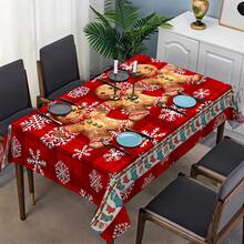 1/20pcs Waterproof Oil-Proof Rectangular Tablecloth - Festive Gingerbread Print, Woven Polyester Cover, Machine Made Table Linen For Dining And Coffee Table,Christmas Decoration - Multicolor - View 9