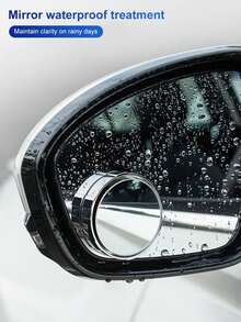 Espejo retrovisor del coche, espejo redondo pequeño (par), tipo de ventosa, espejo auxiliar de ángulo amplio de 360 grados, a prueba de lluvia, de alta definición, campo de visión amplio, reflectante, para cambio de carril mientras conduce, anti-arañazos y anti-colisión