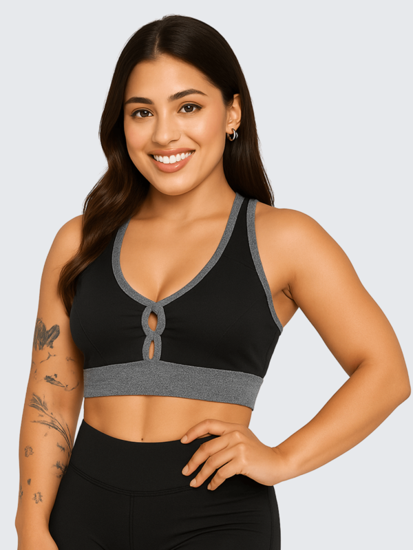 Top Fitness Academia Costas Trançado Alta Sustentação