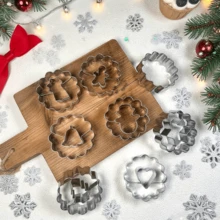 8pcs Christmas Cookie Cutter Set, Stainless Steel Jam Cookie Molds - Star, Snowman, Meteor, Heart, Christmas Tree, Deer, Delicate Dessert Cookie Stamp Set, Suitable For Birthday, Christmas, Valentine's Day Party Baking Decoration Christmas Christmas Decorations Christmas Pajamas Christmas Gifts Christmas Decor