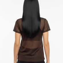 Women's Blouse Transparent Mesh Fitness Fashion Gym Casual Loose - Rỉ Nâu - Xem 2