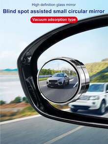 Espejo retrovisor del coche, espejo redondo pequeño (par), tipo de ventosa, espejo auxiliar de ángulo amplio de 360 grados, a prueba de lluvia, de alta definición, campo de visión amplio, reflectante, para cambio de carril mientras conduce, anti-arañazos y anti-colisión