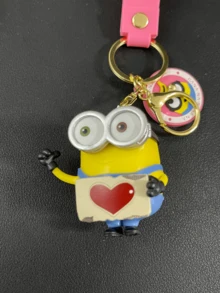 Minions Bob Love Letter Keychain Charm, Pink Edition, Romantic Figure, Heart Letter Prop, Bag & Key Decor, Room Accent, Valentine Gift, Anniversary Surprise, Alloy Chain, Kawaii Touch, Backpack Clip, Gift Ready, Limited Design, Pink Aesthetic, Bob Lover, Love Theme, Clip, Gift Ready, Limited Design, Pink Aesthetic, Bob Lover, Love Theme, ute - 鮑伯情書款 - 查看 9