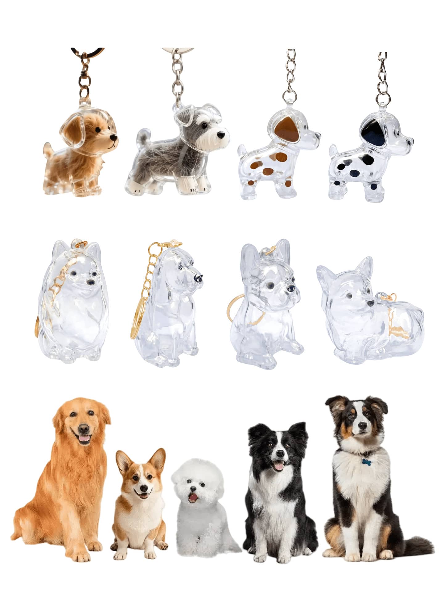 1pc Dog Hair Keepsake Memorial Keychain, Transparent Keychain Pendant ...