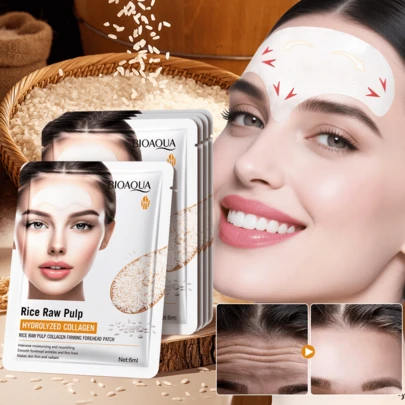 1pc Rice Collagen Forehead Patch, Deeply Nourishing And Moisturizing, Reduces Forehead Wrinkles, Smoothens Fine Lines, Tightens Skin, Enhances Skin Elasticity, Fades Wrinkles, Non-Greasy And Skin-Friendly Formula For Tightened, Radiant Complexion.