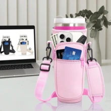 40oz Tumbler Case, Compatible With Stanley Sports Water Bottle Accessory Set, Cup Cover, Diving Material Cup Cover, Car Handle Cup Protective Cover, Diagonal Strap Adjustable Strap, Suitable For Outdoor Travel, Fitness, Daily Use.