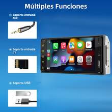 Auto Estéreo 2 Din Para Toyo ta 7 Pulgadas Pantalla Carplay Mirrorlink Bluetooth Cámara Fm - Negro - Ver 9