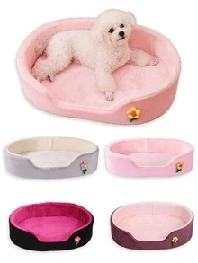 LANGXINGCS 1pc Soft Oval Pet Bed, Flower Decorated Pet Cat Bed, Comfortable Non-Slip Waterproof Oval Pet Nest For Indoor Use Of Medium/Small Pets - Multicolor - View 5