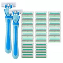 Women's Shaver Smooth And Comfortable Shaving Experience - Stainless Steel Razor With 6-Layer Blades And Non-Slip Handle, Includes Replacement Blades Men's Travel - Green - View 8