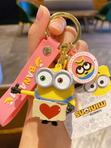 Minions Bob Love Letter Keychain Charm, Pink Edition, Romantic Figure, Heart Letter Prop, Bag & Key Decor, Room Accent, Valentine Gift, Anniversary Surprise, Alloy Chain, Kawaii Touch, Backpack Clip, Gift Ready, Limited Design, Pink Aesthetic, Bob Lover, Love Theme, Clip, Gift Ready, Limited Design, Pink Aesthetic, Bob Lover, Love Theme, ute - 鮑伯情書款 - 查看 5