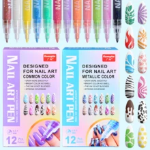 速干丙烯酸彩色记号笔，适用于美甲；金属纹理指甲笔，多种鲜艳色彩，适合日常使用、节日礼物、DIY 绘画