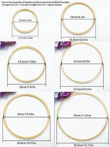 1 pièce Cadre de broderie en bambou double cerceau pour décoration d'Halloween, sans vis, 1 pièce de cadre de point de croix, matériau non réglable, fournitures de broderie artisanale. Disponible en plusieurs tailles - 13 cm/17 cm/20 cm/23 cm/26 cm/30 cm