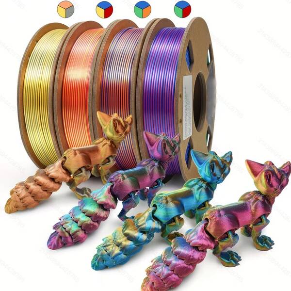 1pc - 3D Printer Filament, Silk Color Rainbow Multicolor Quick Gradient, 250 Grams (0.55 Pounds) PLA Material, Suitable For 3D Printers, Diameter 1.75mm, High Precision /-0.03mm - Compatible With Most FDM Printers And 3D Pens, For Artwork, Architectural Models, And Jewelry Design, Artistic Printing, Fine Model Building.