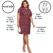 Kit 4 Plus Size Printed Dresses With Bat Sleeves And Elastic Waist Assorted Print - Multicolor - View 2