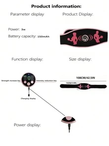 Cinturón abdominal estimulador de músculos abdominales - Cinturón estimulador de abdominales recargable por USB, cinturón tonificador de músculos para entrenamiento de abdominales, masajeador para hombres y mujeres - Negro