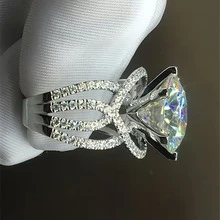 1 pieza Anillo de compromiso elegante plateado en plata con circonita cúbica blanca, accesorio de boda de lujo para fiesta nupcial, regalo de joyería de alta gama para seres queridos, regalo para fiestas