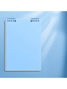 2 Pcs Blue Wooden Flip Top Binder Notebook With 360° Rotation - No Bleed-Through Paper For Perfect Double-Sided Writing, Ideal For School & Office Notes - 藍色 - 查看 3