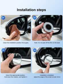 Espejo retrovisor del coche, espejo redondo pequeño (par), tipo de ventosa, espejo auxiliar de ángulo amplio de 360 grados, a prueba de lluvia, de alta definición, campo de visión amplio, reflectante, para cambio de carril mientras conduce, anti-arañazos y anti-colisión