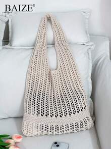 ENBEI Crochet Bags For Women Summer Beach Tote Bag Aesthetic Tote Bag Hippie Bag Knit Bag Fashion Must-Have: Women Crochet Knit Tote Bag, Hollow Out Handbag, Beach Travel Shoulder Bag, -Friendly Large Capacity Shopping Bag With Sand-Shaking Design, Perfect Gift For Students And Female Tourists In Outdoor Activities, Traveling And Shopping