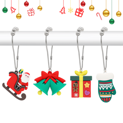 12pcs Christmas Style Decorative Hooks, Suitable For Christmas Decoration, Add Christmas Atmosphere To Your Home, Waterproof, Rust-Proof, Durable, Applicable For Christmas Party, Kitchen And Bathroom