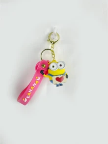 Minions Bob Love Letter Keychain Charm, Pink Edition, Romantic Figure, Heart Letter Prop, Bag & Key Decor, Room Accent, Valentine Gift, Anniversary Surprise, Alloy Chain, Kawaii Touch, Backpack Clip, Gift Ready, Limited Design, Pink Aesthetic, Bob Lover, Love Theme, Clip, Gift Ready, Limited Design, Pink Aesthetic, Bob Lover, Love Theme, ute - 鮑伯情書款 - 查看 6