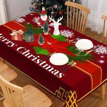1/20 pièces Nappe de Noël, fleur de Noël, nappe à motif de lettres, nappe d'hiver, nappe rectangulaire, convient pour les fêtes à thème, la décoration de la maison, convient pour une utilisation intérieure et extérieure, décoration de Noël, cadeau de Nouvel An, haute qualité, Joyeux Noël - Multicolore - Voir 4