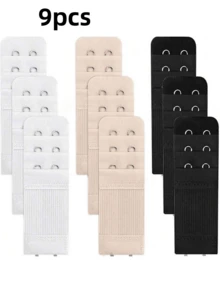 3/6/9件装加大码可调节弹性文胸延长带，2排3扣长款文胸后背夹，舒适文胸延长带，适合日常穿着和换季服装调整 - 彩色 - 查看 14