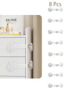8 قطع / 5 قطع / 15 قطع قفل أطفال متعدد الوظائف مزدوج الفتح لخزانة الطفل والثلاجة والنافذة والباب والفريزر والخزانة، قفل غير مرئي لحماية الأطفال من الانحشار