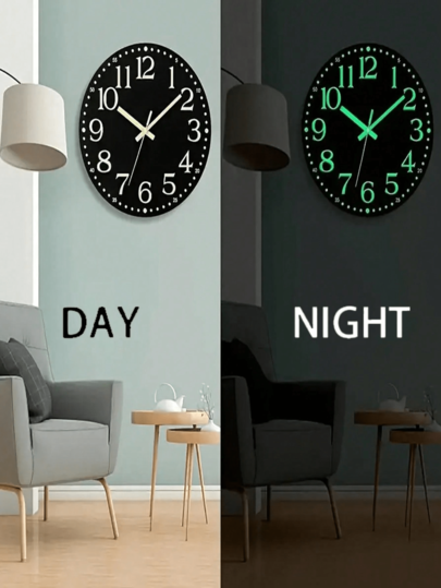 [Luminous Wand Clock, Silent 10 Inch 12 Luminous Klok AA Battery Not Included, 1pc Mute out Ticking, Numbers s, Flat Top Home Room view 2