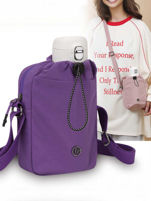 Borsa a tracolla multicolore per borraccia da donna, tutto in uno, con chiusura lampo, tasca per il telefono, senza mani per fitness, viaggio, pendolarismo, organizzatore - Pratica pochette piccola, portamonete e portaborraccia, design con tracolla