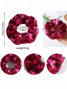 1pc/New Square-Shaped Large Sequin Large Hair Tie, Available In Gold, Black, Pink And Silver. It Combines Fashion Sense And Versatility, Fully Showing A Luxurious And Elegant Temperament. With An Overall Simple, Generous ,Ponytail Holders ,Hair Elastics ,Hair Rubber Bands ,Scrunchies ,Hair Rope