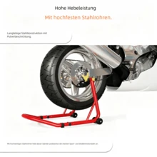 1 Motorradständer, Verstärkter Stahl, Motorradheber verstellbar, ideal als Motorradzubehör für Werkstatt und Garage - Rot - Übersicht 4
