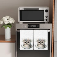 2/4 Pcs Set, Dish Towels, Owl Pattern Printed Super Absorbent Microfiber Modern Dish Cloths, Cooking And Baking Tea Towels, Cleaning Rags, Hand Towels, Highly Absorbent And Soft, Kitchen Decor, Gifts For Neighbors, Mothers, Birthdays, Housewarming Gifts For Friends, Kitchen Essentials, Daily Necessities
