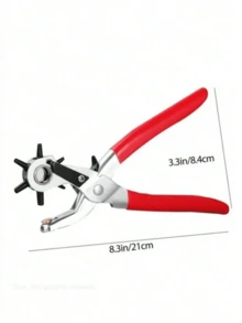 1 PIEZA - Herramienta de perforación de cuero sintético resistente - 6 aberturas ajustables, perforadora de cuero profesional, diseño de agarre ergonómico, adecuada para cinturones, carteras y bolsos - Construcción de metal pesado, precisión y durabilidad, suministros para trabajar el cuero, equipo para hacer cinturones, perforadora de carteras