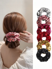 1pc/New Square-Shaped Large Sequin Large Hair Tie, Available In Gold, Black, Pink And Silver. It Combines Fashion Sense And Versatility, Fully Showing A Luxurious And Elegant Temperament. With An Overall Simple, Generous ,Ponytail Holders ,Hair Elastics ,Hair Rubber Bands ,Scrunchies ,Hair Rope