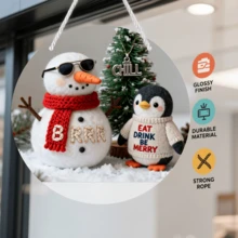 ​​Custom Christmas Aluminum Round Sign Waterproof Weather-Resistant Metal Wall Art For Home, Bar, Cafe Holiday Decor (Predrilled Holes)​