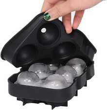 6-Grid Round, Skull-Shaped, And 4-Grid Rose-Shaped Ice Cube Balls. Large Ice Cube Maker Suitable For Whiskey Cocktails And Homemade Beverage Refrigeration Ice Molds - Black - View 12