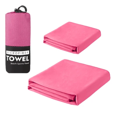 1pc/2pcs Double-Sided Microfiber Quick-Dry Sports Towel, Soft & Comfortable Gym Towel, Magenta Absorbent & Non-Stick Yoga, Swimming, Camping, Hiking, Beach Towel, Women Fitness & Travel Accessory
