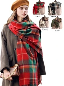 2025 New Arrival Cashmere Scarf Women Shawl Autumn Winter Plaid British Style Thick Warm Birthday Gift