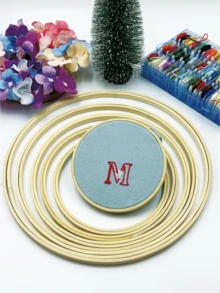 1 pièce Cadre de broderie en bambou double cerceau pour décoration d'Halloween, sans vis, 1 pièce de cadre de point de croix, matériau non réglable, fournitures de broderie artisanale. Disponible en plusieurs tailles - 13 cm/17 cm/20 cm/23 cm/26 cm/30 cm