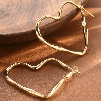 一对心形耳环，独特设计，时尚百搭，优雅女士耳环