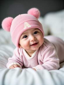 1 pieza Gorro de bebé tejido con letra A-Z, Gorro de niña bebé, Gorro tejido para niños, Accesorios para bebé, Gorro para niños, Gorra elástica, 0-3 años, Gorro para niños y niñas bebés